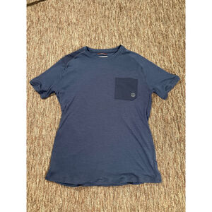 Alps & Meters Mens Large Touring Crew Knit Short Sleeve Navy Blue Wool